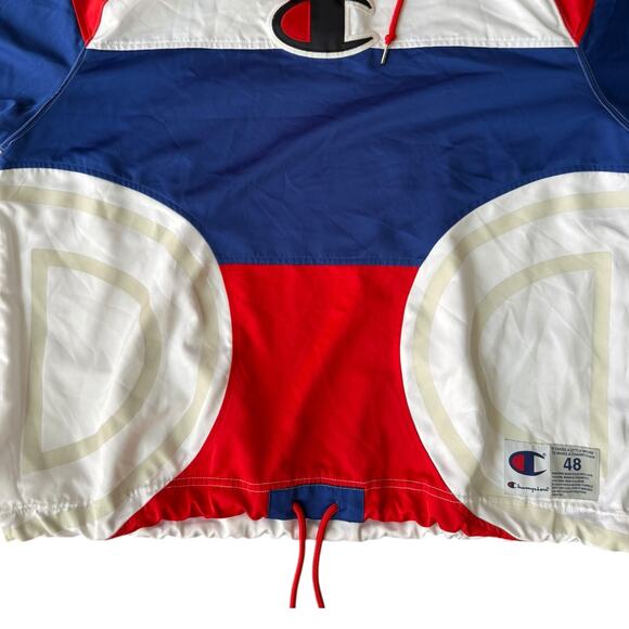 CHAMPION Pullover Warm Up Sweater Jacket Red White Blue Logo Polyester sz XL - Picture 4 of 12